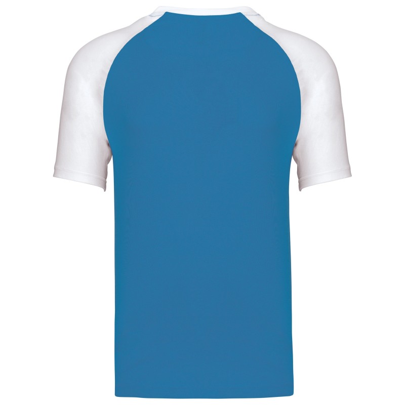 Baseball  t-shirt bicolore manches courtes Aqua Blue / White BACK