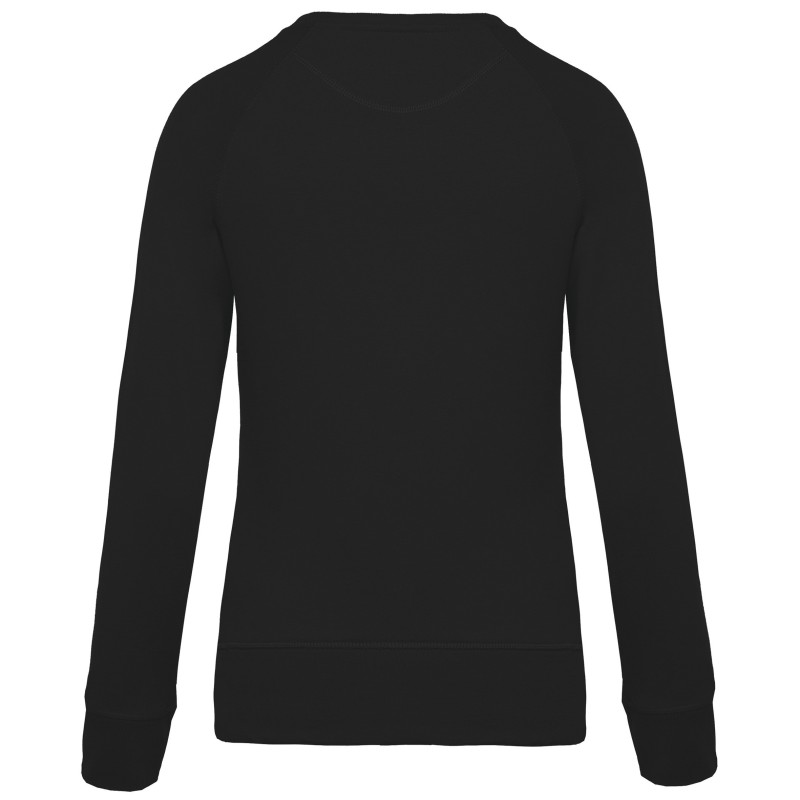 Sweat-shirt Bio col rond manches raglan femme Black BACK