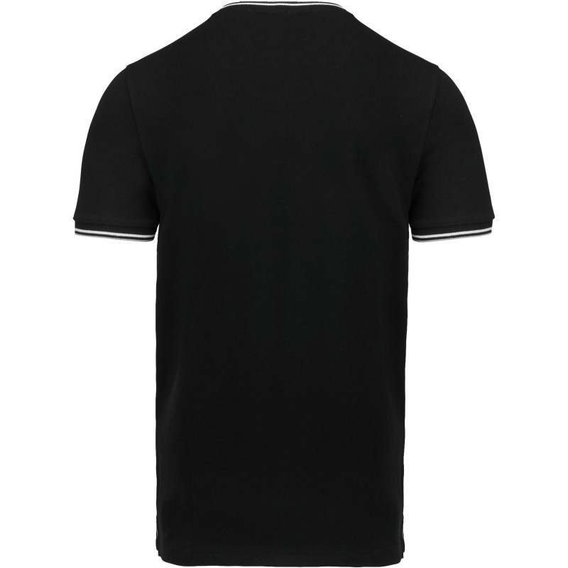 T-shirt maille piquée col V homme Black / Light Grey / White BACK