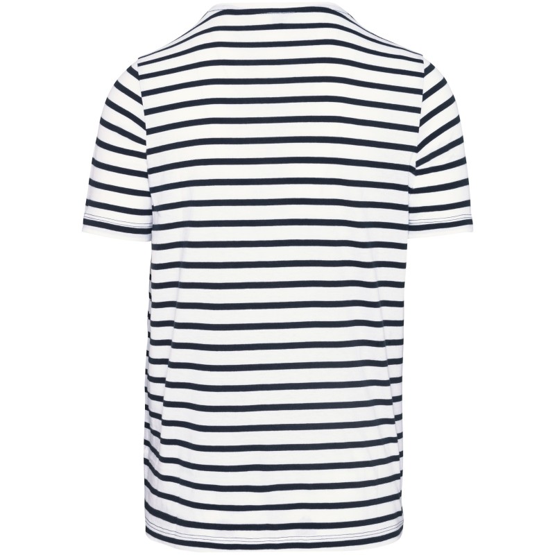 T-shirt rayé marin avec poche manches courtes homme White / Navy Stripes BACK