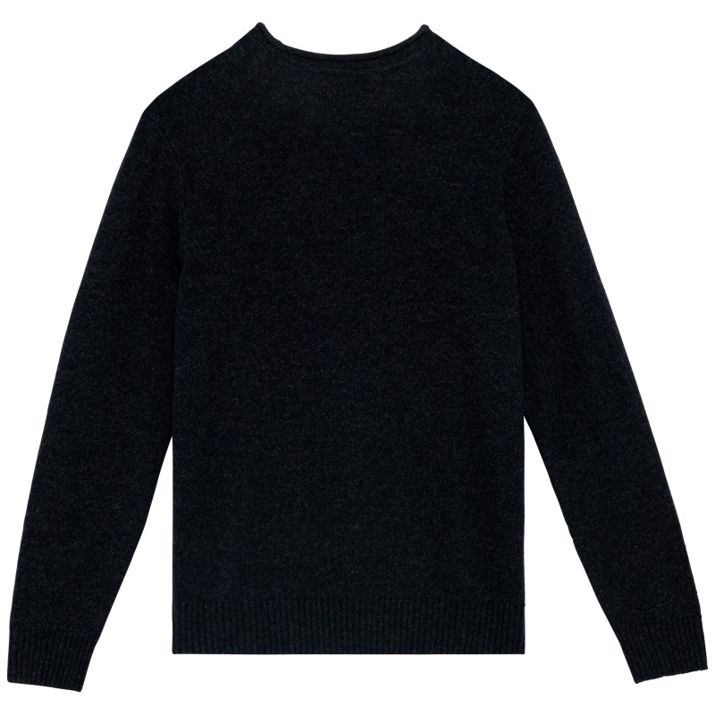 Pull en laine mérinos responsable homme Deep Indigo Heather BACK