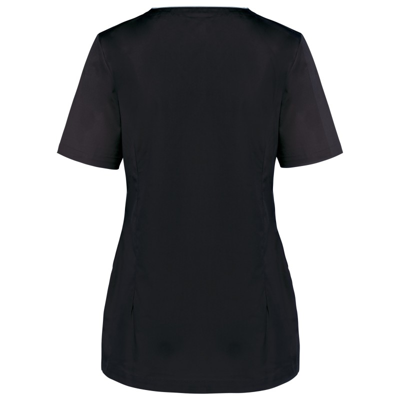 Blouse polycoton avec boutons-pression femme Black BACK