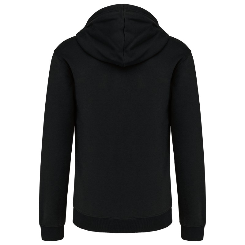 Sweat-shirt zippé capuche contrastée Black / Fine Grey BACK