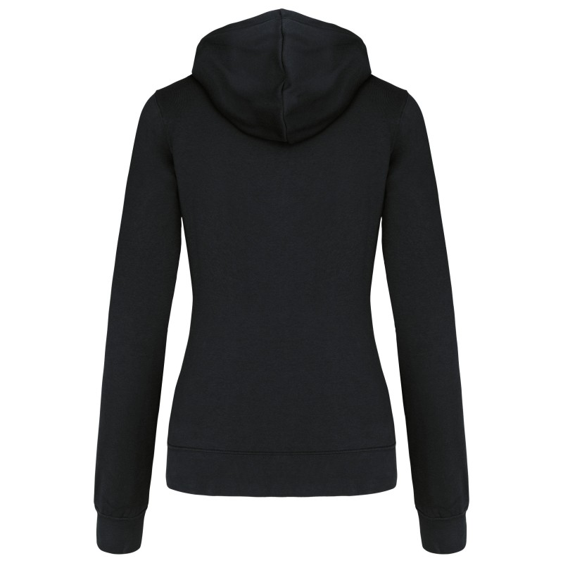 Sweat-shirt zippé capuche contrastée femme Black / Fine Grey BACK