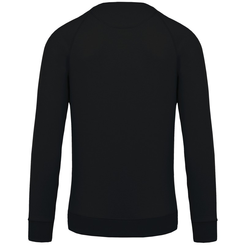 Sweat-shirt Bio col rond manches raglan homme Black BACK