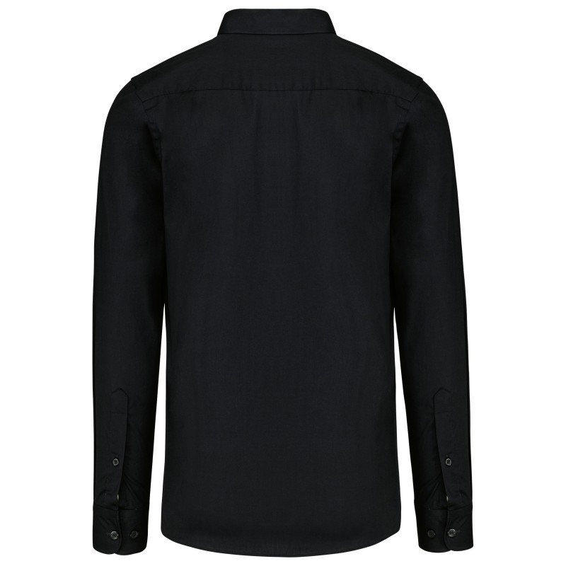 Chemise popeline manches longues homme Black BACK