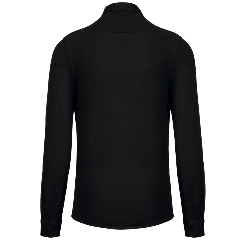 Chemise maille piquée manches longues Black BACK