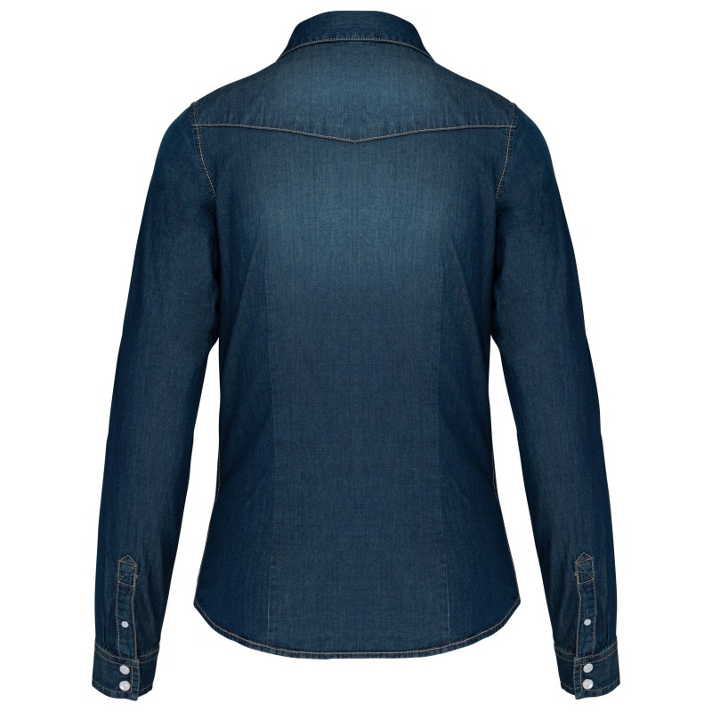 Chemise denim manches longues femme Blue Jean BACK