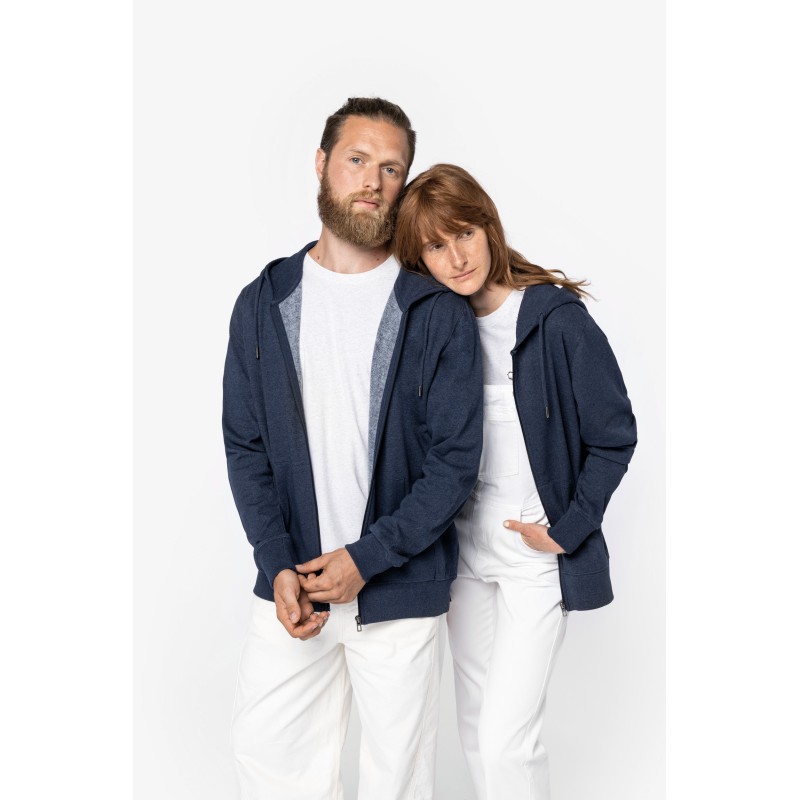 Sweat recyclé zippé capuche unisexe