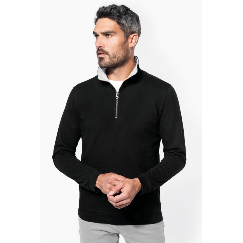 Trucker  sweat-shirt piqué col zippé homme
