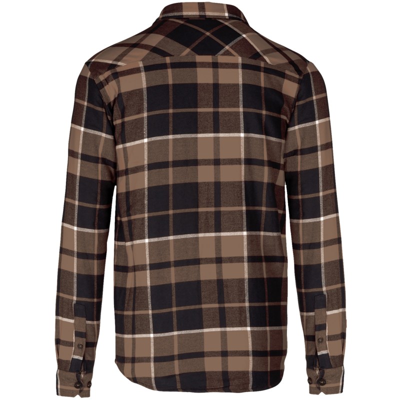 Surchemise à carreaux doublée sherpa homme Camel / Black Checked BACK