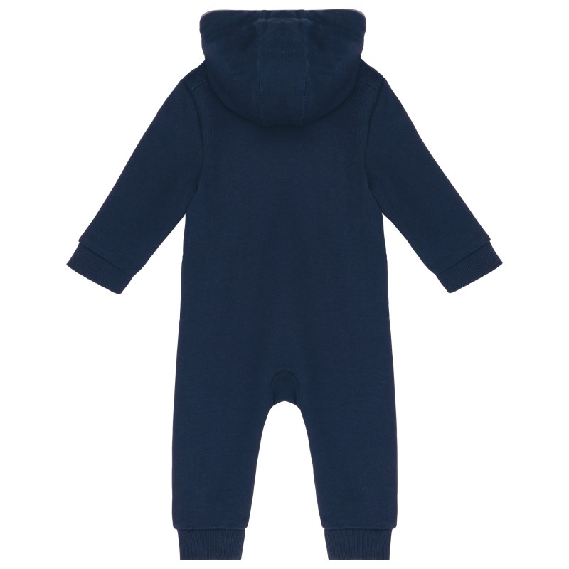 Grenouillère bébé avec capuche Navy / Oxford Grey BACK