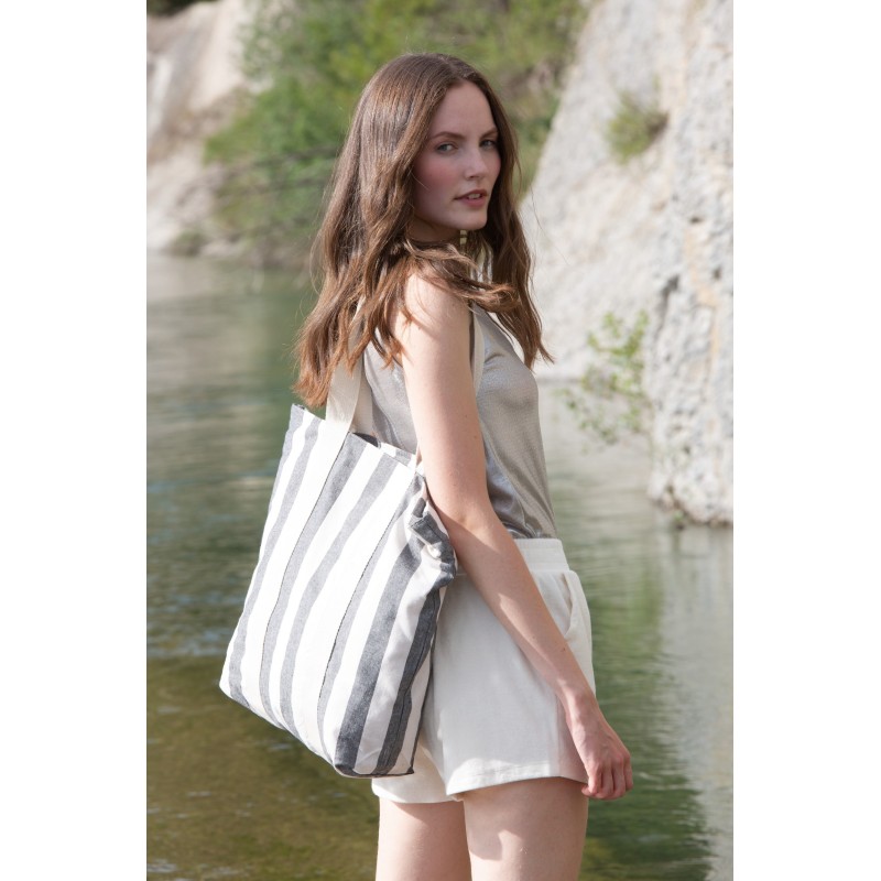 Sac shopping recyclé - Motifs rayés