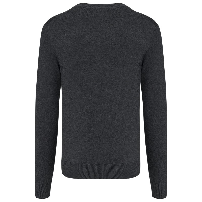 Pullover premium col V Black Heather BACK
