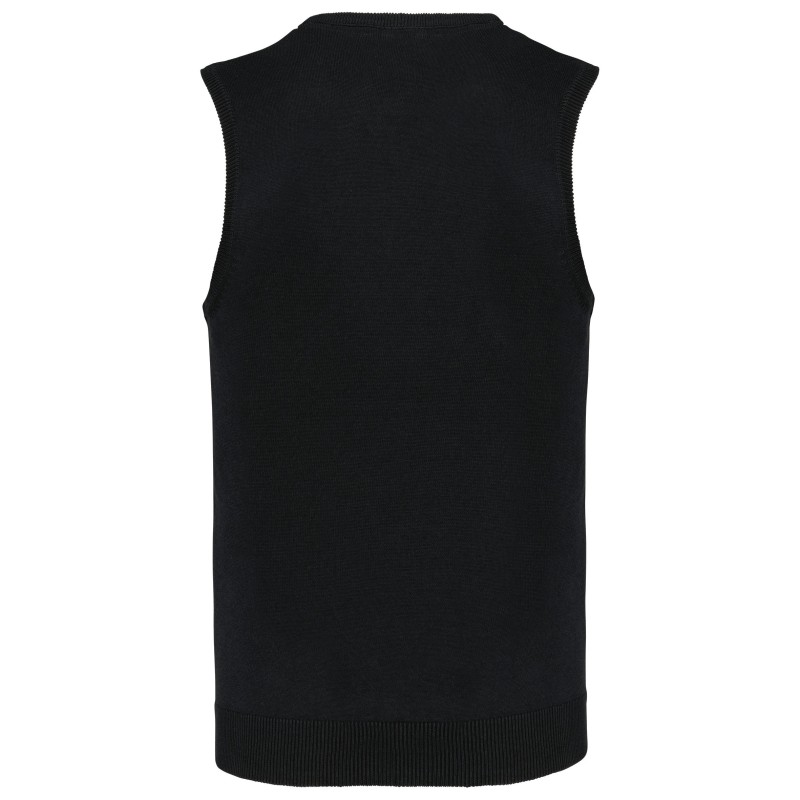 Pull col V sans manches Black BACK