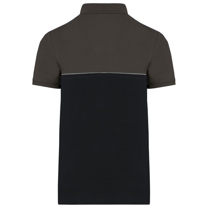 Polo bicolore écoresponsable manches courtes unisexe Black / Dark Grey BACK