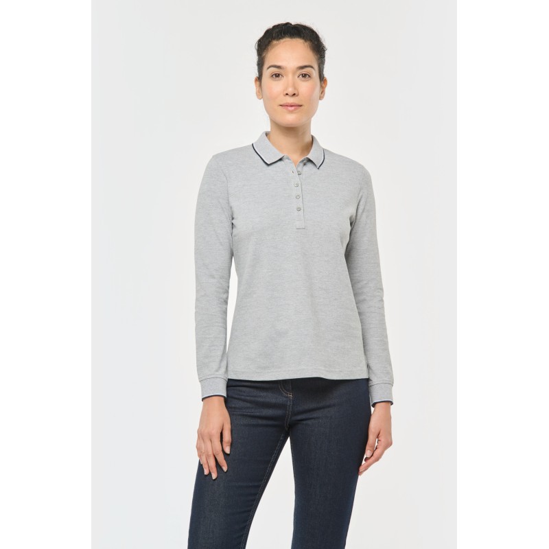 Polo rugby maille piquée manches longues femme