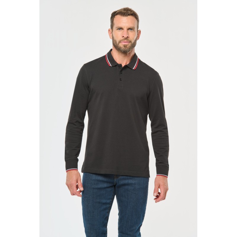 Polo rugby maille piquée manches longues homme