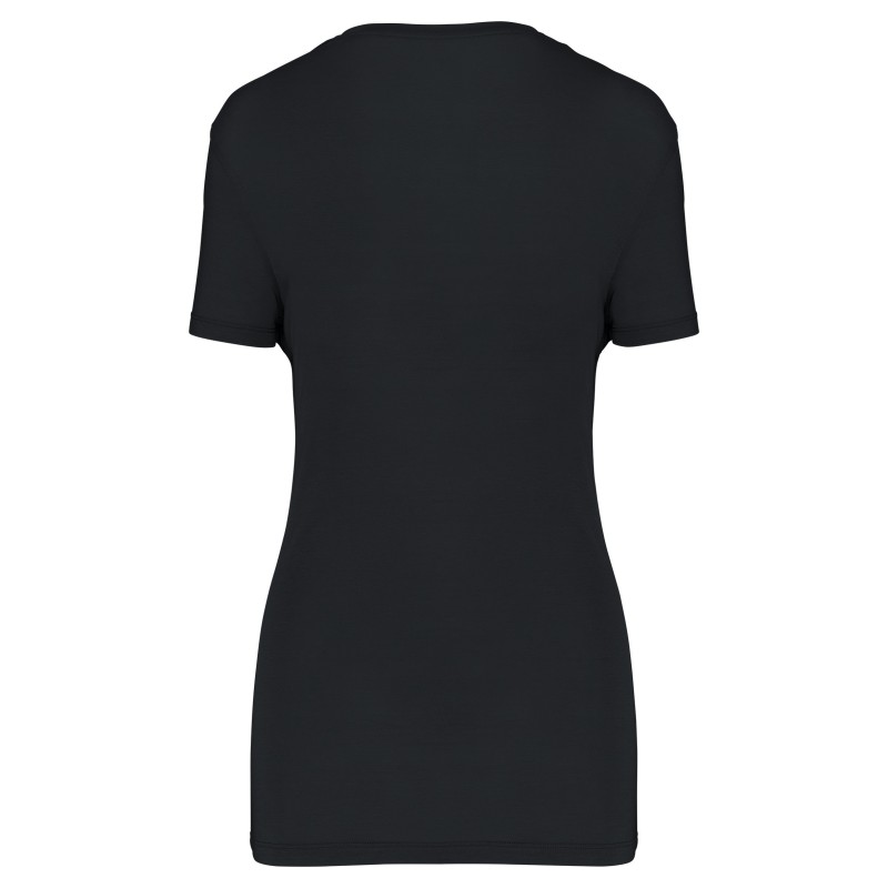 T-shirt Lyocell TENCEL™ col V manches courtes femme - 145 g Black BACK