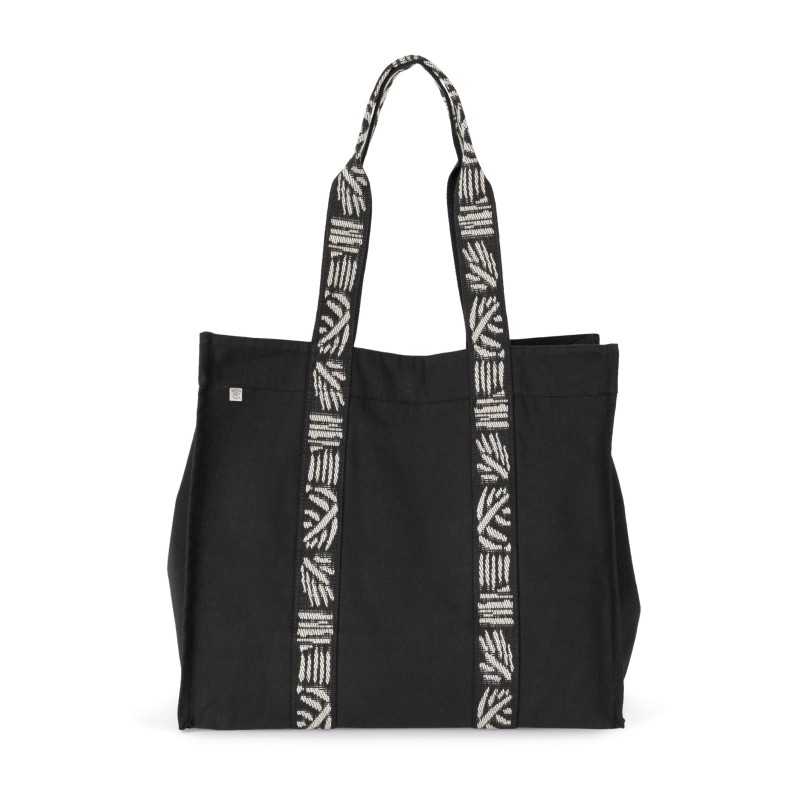 Grand sac shopping recyclé à soufflet Black Night / Nippon Ecru FACE