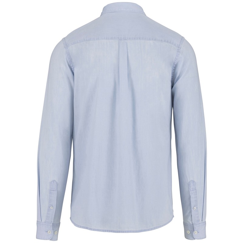 Chemise écoresponsable délavée coton twill homme Bleached Indigo BACK