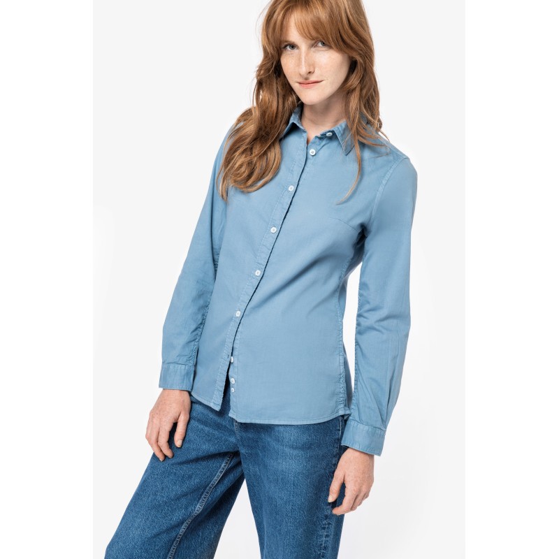 Chemise délavée en coton twill femme