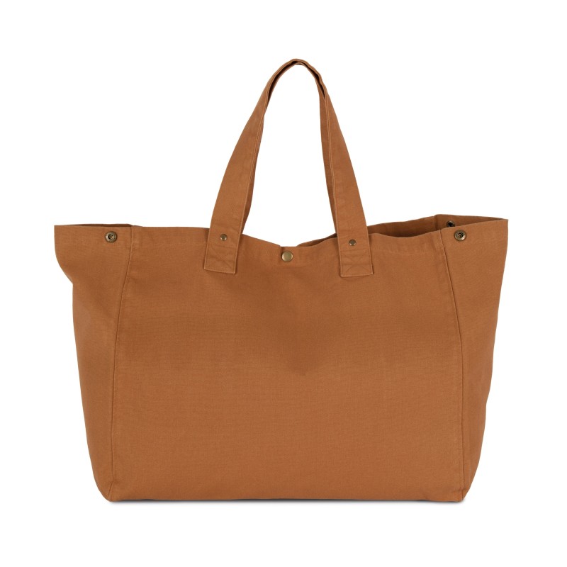 Sac de shopping en coton délavé Washed Caramel Coffee BACK