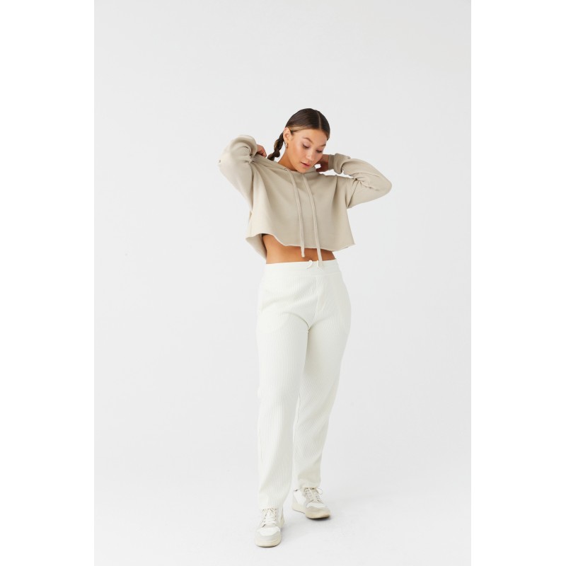 Sweat-shirt crop à capuche femme