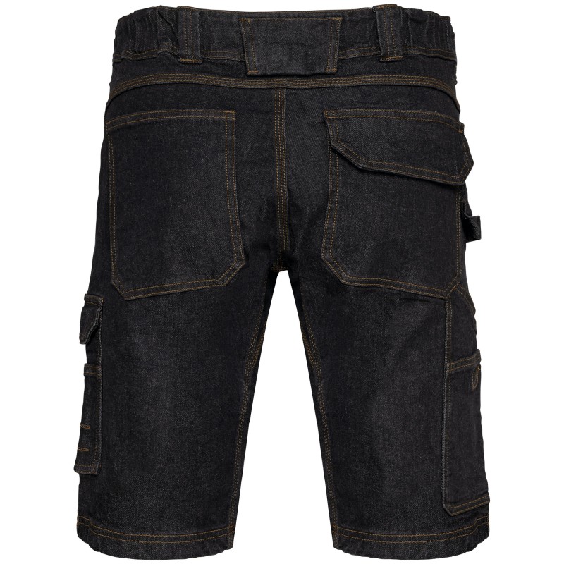 Bermuda denim multipoches homme Black Rinse BACK