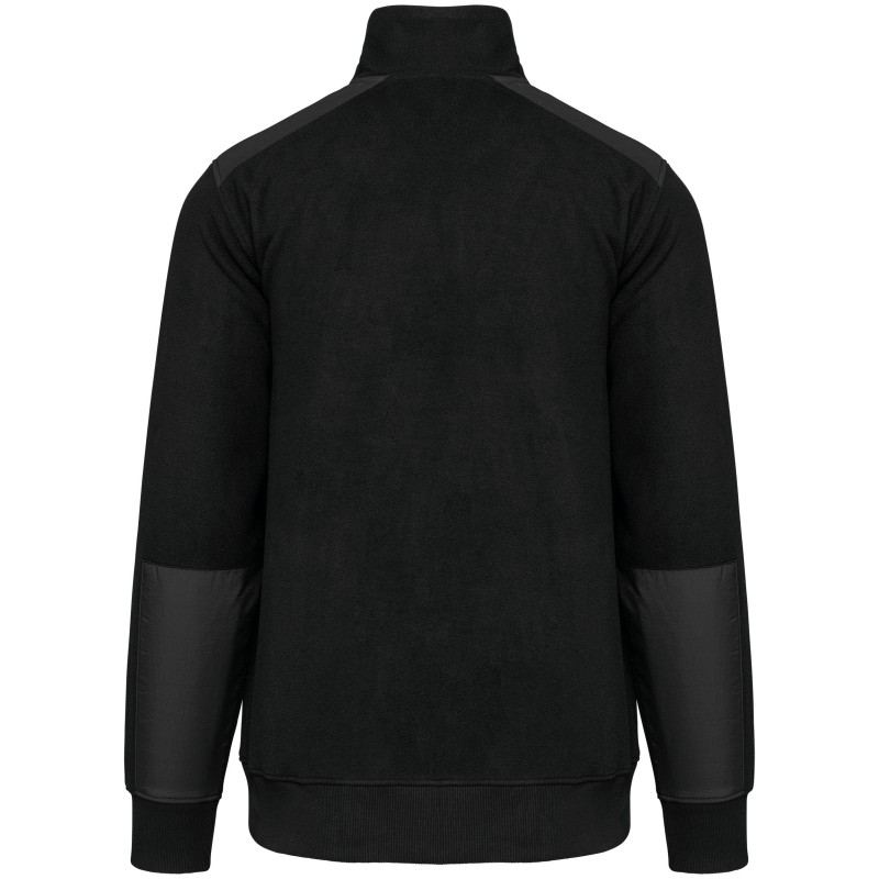 Polaire écoresponsable col zippé unisexe Black BACK
