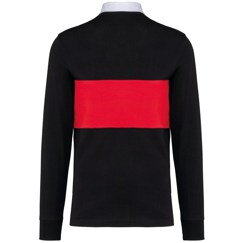 Polo Rugby manches longues Black / Sporty Red BACK