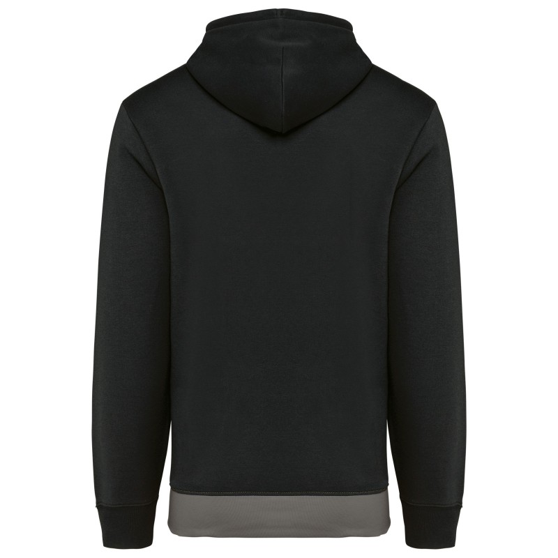 Sweat-shirt rugby tricolore à capuche unisexe Black / White / Basalt Grey BACK
