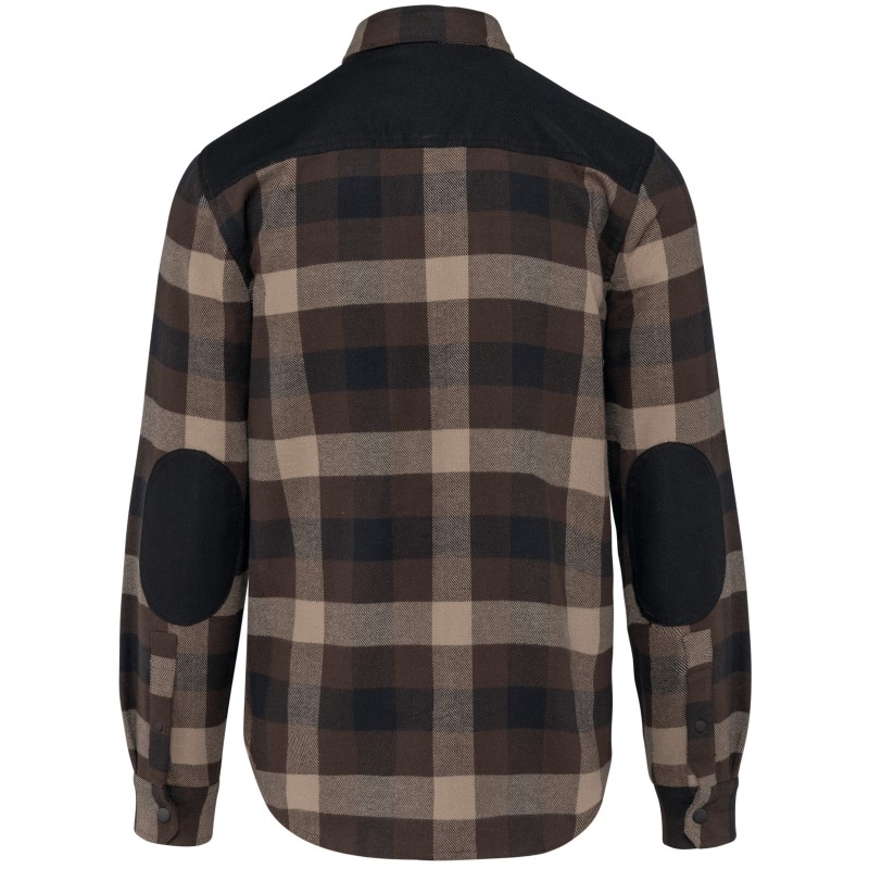 Chemise à carreaux avec poches homme Chocolate / Dark Beige Checked / Black BACK