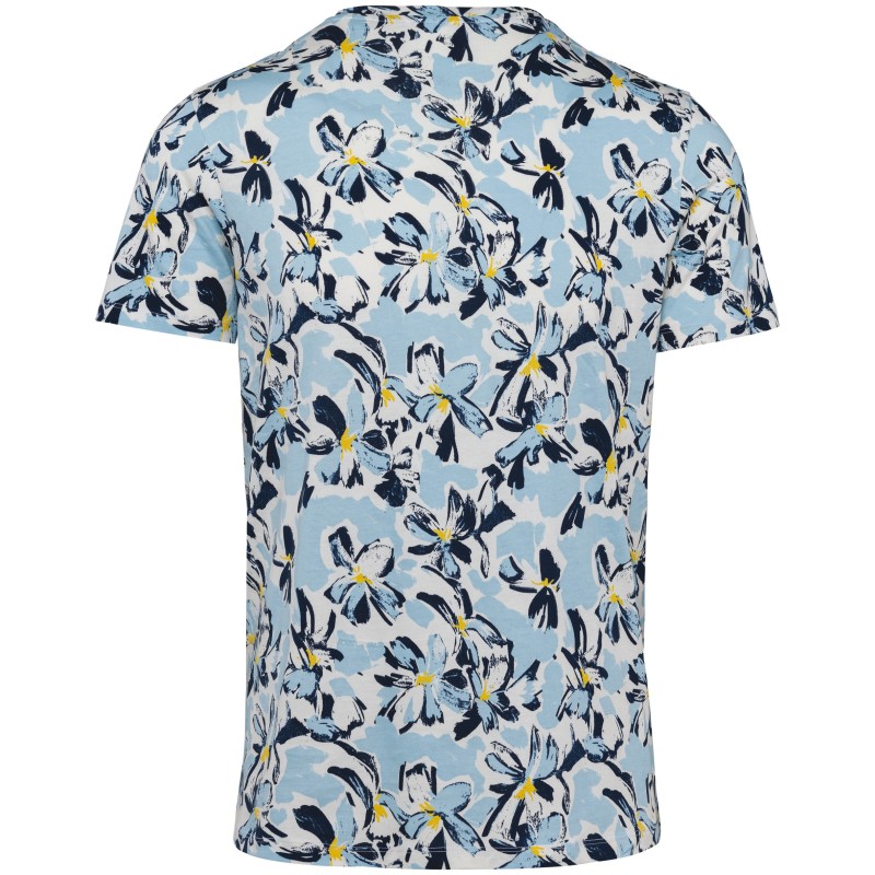 T-shirt imprimé tropical homme Ivory Floral Blue BACK