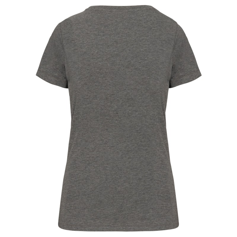 T-shirt Supima® col V manches courtes femme Grey Heather BACK