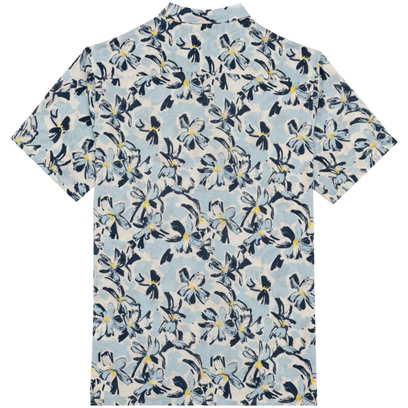 Chemise imprimé côtier homme Ivory Floral Blue BACK