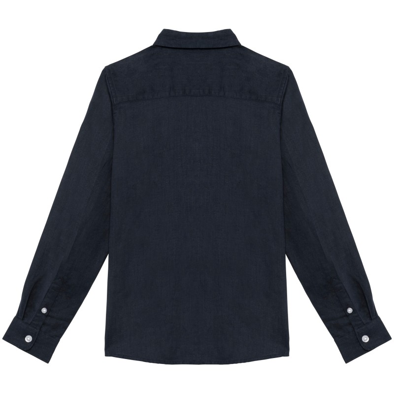 Chemise en lin garçon Navy Blue BACK