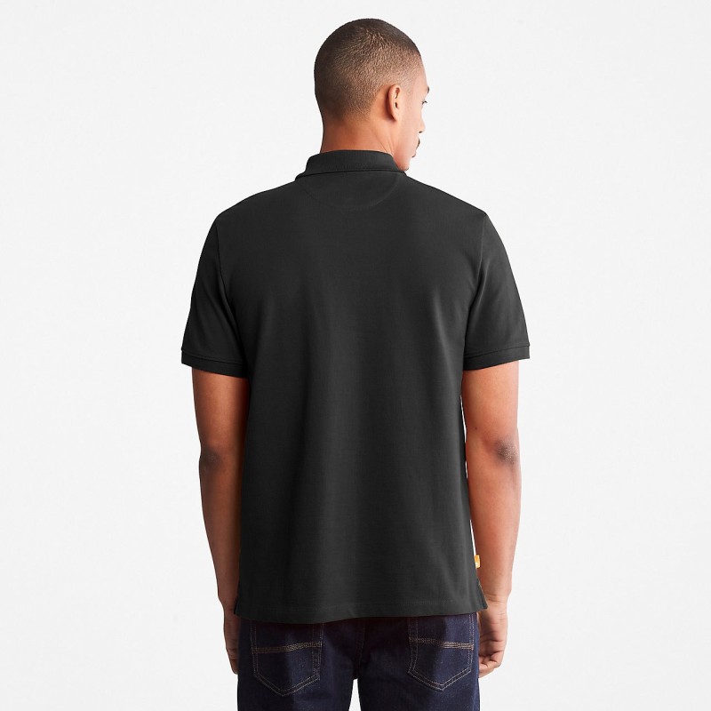 Polo coton piqué bio manches courtes Millers River Black BACK