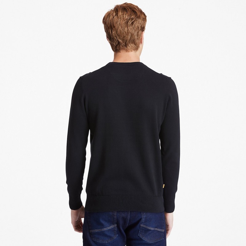 Pull coton bio col rond williams river Black BACK