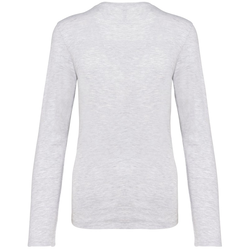 T-shirt col V manches longues femme Ash Heather BACK
