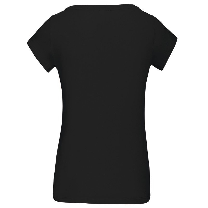 T-shirt col bateau manches courtes femme Black BACK