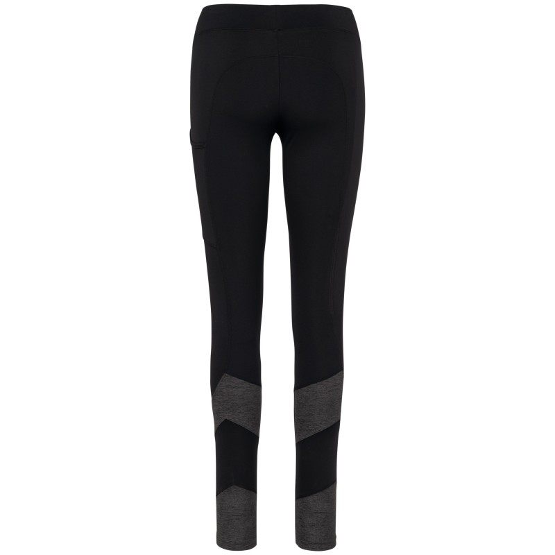 Legging de padel bicolore femme Black / Dark Grey Heather BACK