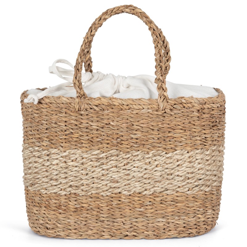 Sac panier en jute et jonc de mer Striped Seagrass Natural / Ecume FACE