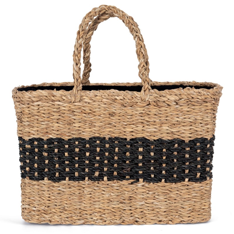 Sac panier en jonc de mer Striped Seagrass Black / Black Night FACE