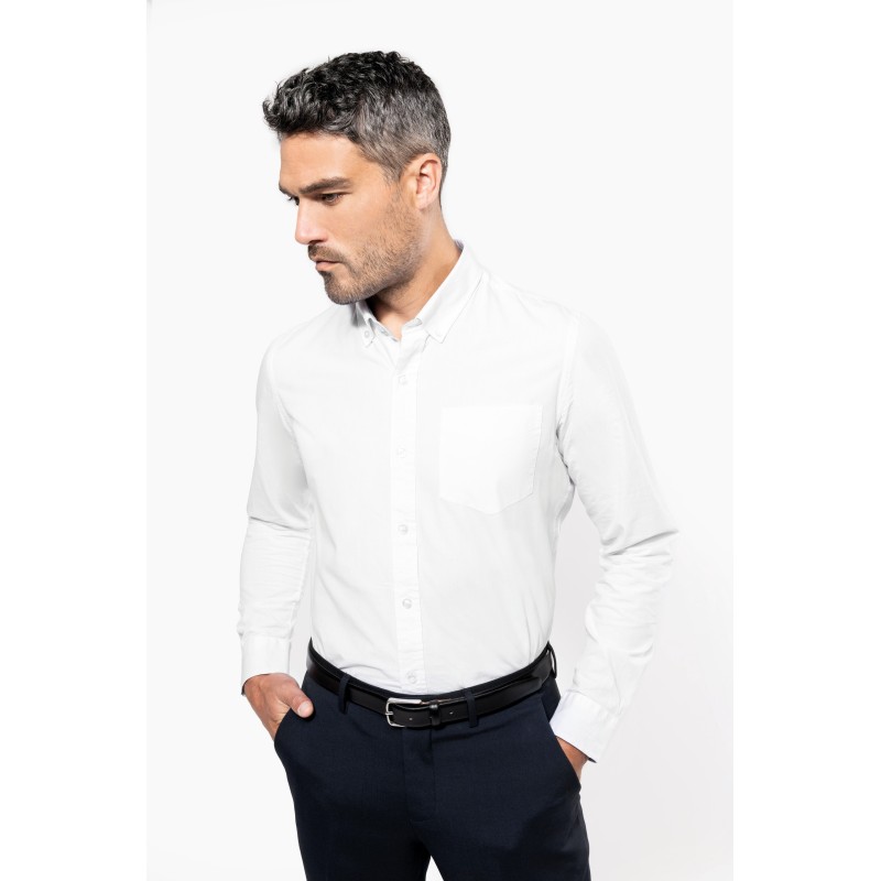 Chemise popeline lavée manches longues