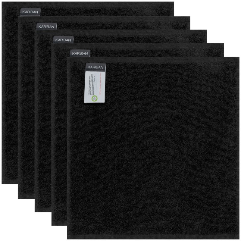 Serviettes d'invité 30 x 30 cm - Lot de 5 serviettes Black BACK
