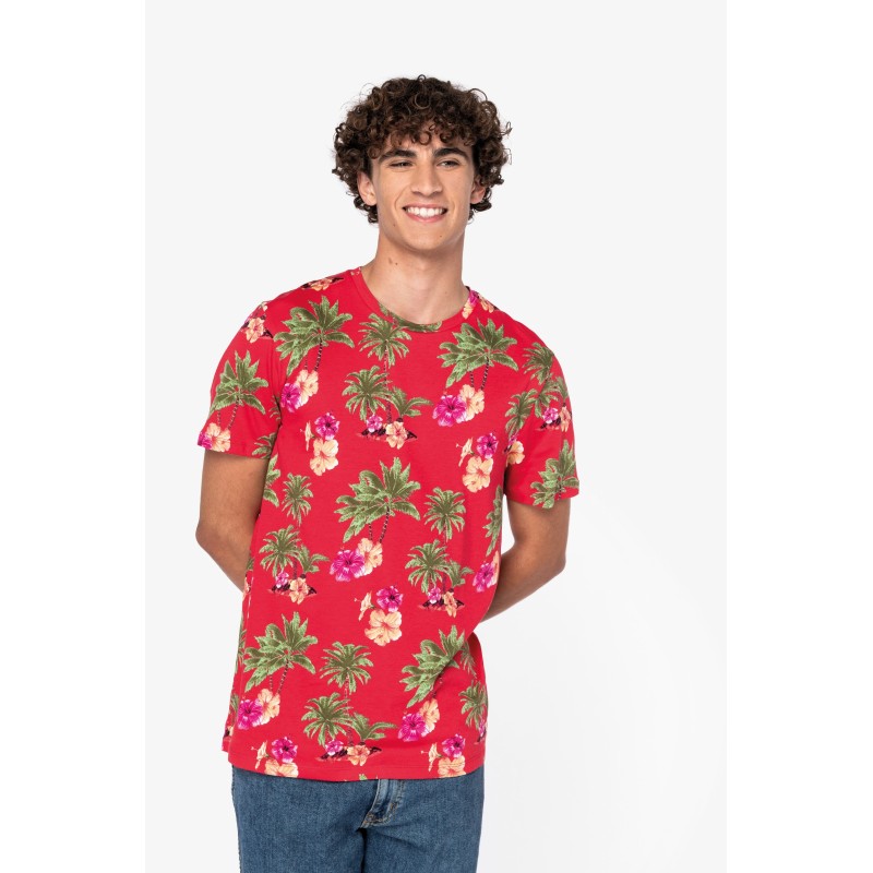 T-shirt imprimé tropical homme