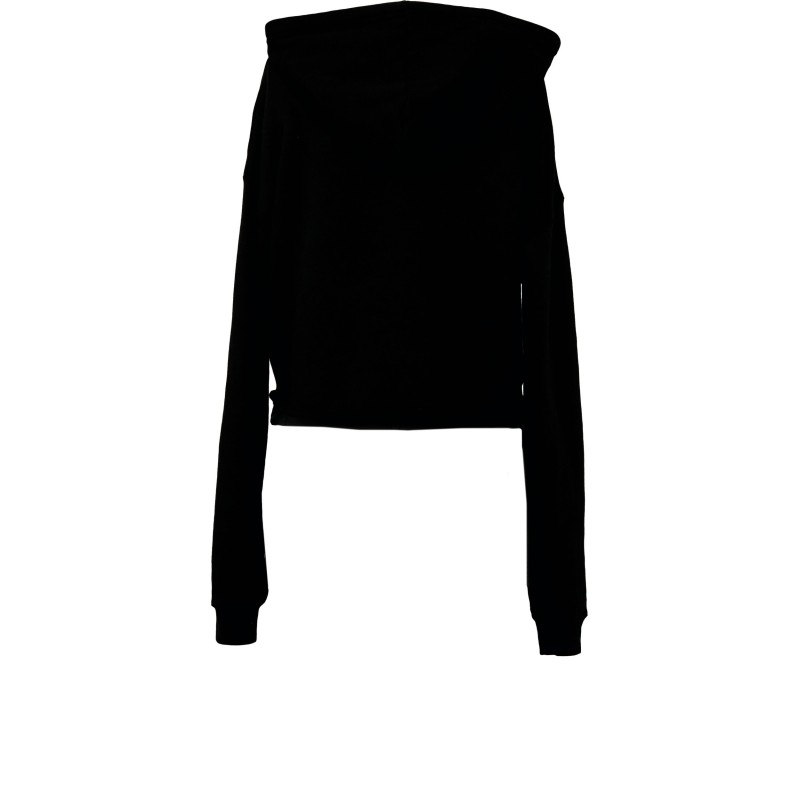 Sweat-shirt crop à capuche femme Black BACK