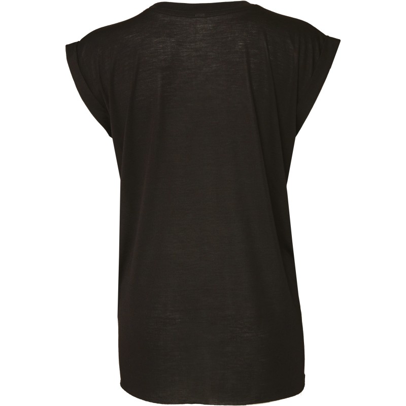 T-shirt Flowy à manches roulottées Black BACK