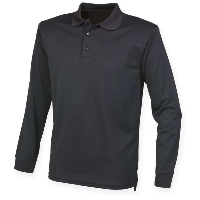 Polo Cool Plus Manches longues Unisexe Black FACE SIDE